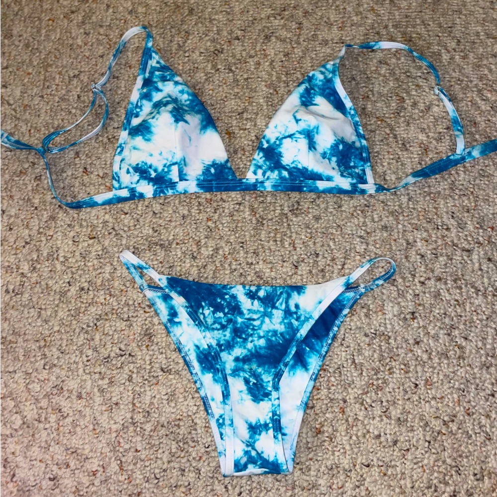 turquoise tie dye shein bikini size medium
